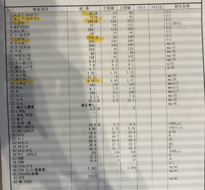 半年前の血液データ